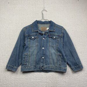 Levis Blue Jean Denim Trucker Jacket Youth Kids Sz 7 Snap Buttons Western Cowboy